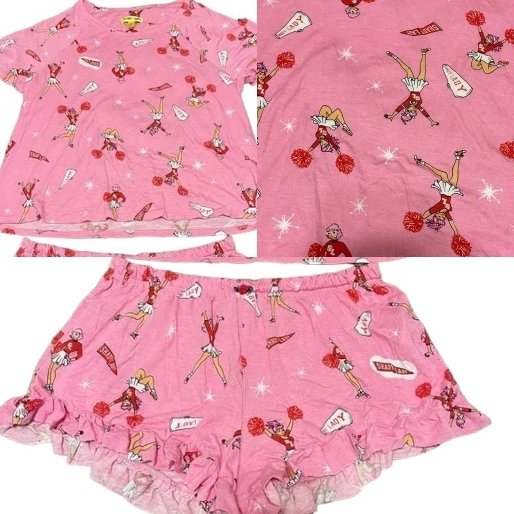 Shady Lady NWT Shorts/Top Pajama Set Cheerleader Print Top XXS Shorts XXL